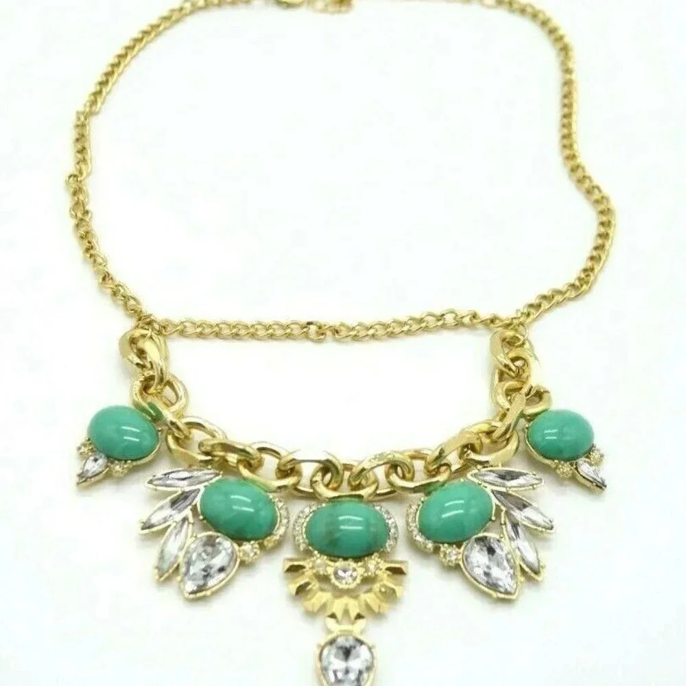 Blue Green Clear Acrylic Flower Rhinestone Choker